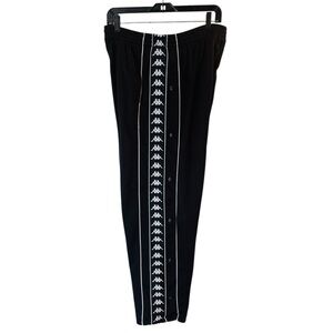 KAPPA Banda Astoria Track Pants Snap Tear Away Logo Pockets Black Mens Size XL